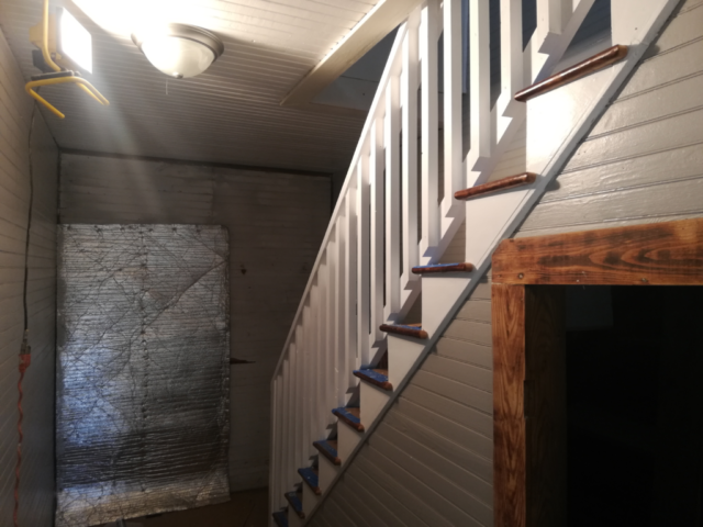 custom wood staircase white handrails stained wood stairs wooden brown stain trim