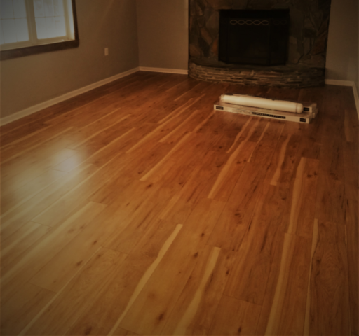 LVP laminate floor install with underlayment wood grain color